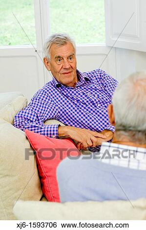 Senior men, chatting View Large Photo Image Stock Photograph - Senior men, chatting. Fotosearch