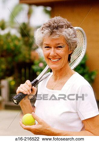 Stock Image - Senior tennis player. Fotosearch