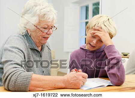 Senior woman with grandson View Large Photo Image Stock Image - Senior woman with grandson. Fotosearch