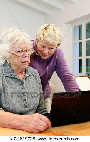 Senior woman with grandson View Large Photo Image Stock Photograph - Senior woman with grandson. Fotosearch