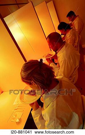 Stock Image - Sensory Laboratory, food analysis, Azti-Tecnalia, Marine and Food Research Technological Centre, Derio, Biscay, Basque Country, Spain. Fotosearch