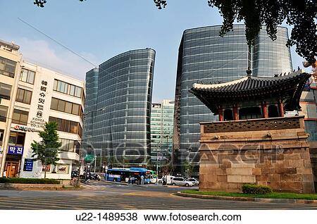 Seoul (South Korea): skyscraper and the Dongsipjagak Guard Tower View Large Photo Image Stock Photo - Seoul (South Korea): skyscraper and the Dongsipjagak Guard Tower. Fotosearch