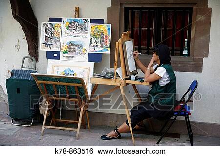 Sep 2008 - Painter at Petite France, Strasbourg, Alsace, France View Large Photo Image Stock Photograph - Sep 2008 - Painter at Petite France, Strasbourg, Alsace, France. Fotosearch