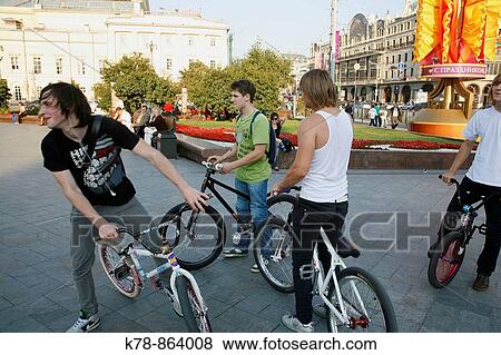 Sep 2008 - Young people on bicycle, Moscow, Russia View Large Photo Image Stock Photo - Sep 2008 - Young people on bicycle, Moscow, Russia. Fotosearch