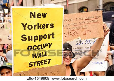 September 30, 2011, Downtown Manhattan, Wall Street financial area vicinity, Occupy Wall Street is an ongoing series of demonstrations in New York City, protesting against social and economic inequality View Large Photo Image Stock Photo - September 30, 2011, Downtown Manhattan, Wall Street financial area vicinity, Occupy Wall Street is an ongoing series of demonstrations in New York City, protesting against social and economic inequality. Fotosearch