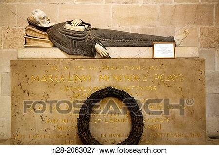 Sepulchre of Marcelino Menedez Pelayo in the cathedral, Santander, Cantabria, Spain View Large Photo Image Stock Photo - Sepulchre of Marcelino Menedez Pelayo in the cathedral, Santander, Cantabria, Spain. Fotosearch