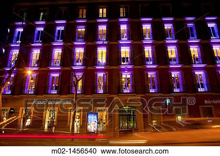 Stock Image - Serrano street, in the zone of Milla de Oro, the most luxury zone in Madrid to shop Spain. Fotosearch