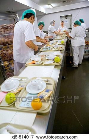 Stock Photo - Serving line, kitchen. Hospital Universitario de Gran Canaria Doctor Negrin, Las Palmas de Gran Canaria. Canary Islands, Spain. Fotosearch