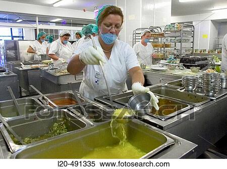 Stock Photography - Serving line, kitchen. Hospital Universitario Gran Canaria Doctor Negrin, Las Palmas de Gran Canaria. Canary Islands, Spain. Fotosearch