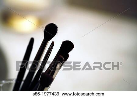 Set of Eye Shadow Make-up Brushes, in a glass container. View Large Photo Image Stock Photo - Set of Eye Shadow Make-up Brushes, in a glass container.. Fotosearch