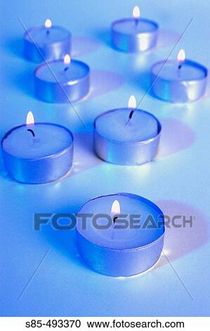 Stock Photography Of Set Small Blue Candles Lighted S85 493370 Set Of Small Blue Candles Lighted