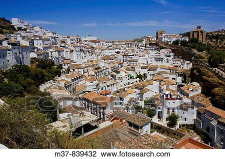 Stock Image - Setenil de las Bodegas, White Towns of Andalusia. Cadiz province, Andalucia, Spain. Fotosearch