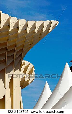 Sevilla (Spain). Architectural detail of the Metropol Parasol in the square of the Encarnacion in Seville. View Large Photo Image Stock Photography - Sevilla (Spain). Architectural detail of the Metropol Parasol in the square of the Encarnacion in Seville.. Fotosearch