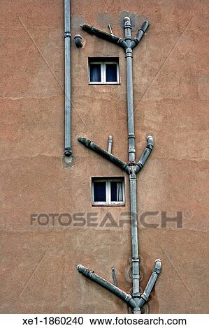 Stock Image - sewers, building, La Rapita, Barcelona, Catalonia, Spain. Fotosearch