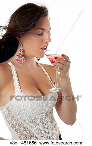 Stock Photograph - Sexy woman with cocktail. Fotosearch