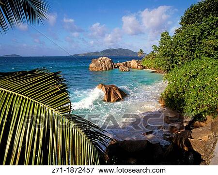 Seychelles, La Digue, Anse Patates, beach, View Large Photo Image Stock Photo - Seychelles, La Digue, Anse Patates, beach,. Fotosearch
