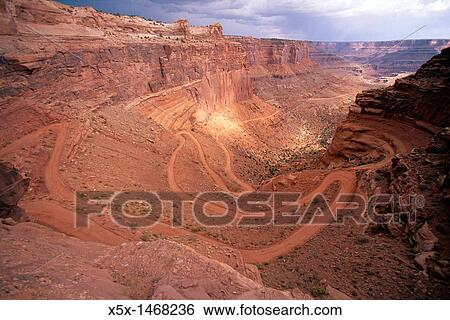 Stock Photograph - Shafer Trail in Canyonlands National Park near Moab, Utah, USA. Fotosearch