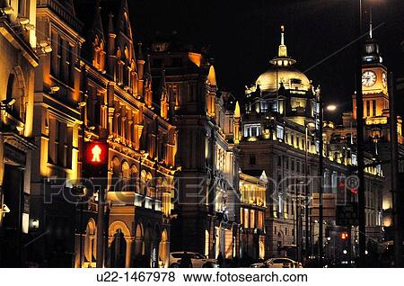 Shanghai (China): buildings along Zhong Shan road at night View Large Photo Image Stock Photo - Shanghai (China): buildings along Zhong Shan road at night. Fotosearch