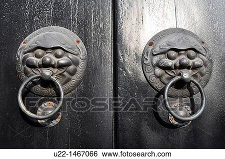 Shanghai (China): door handles of Mr. Wu Changshuo Memorial Hall in Pudong View Large Photo Image Stock Photograph - Shanghai (China): door handles of Mr. Wu Changshuo Memorial Hall in Pudong. Fotosearch