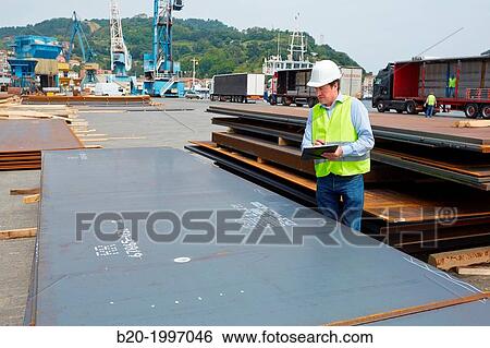 Sheet steel, Siderurgical products, Pasajes Port, Gipuzkoa, Basque Country, Spain. View Large Photo Image Stock Photograph - Sheet steel, Siderurgical products, Pasajes Port, Gipuzkoa, Basque Country, Spain.. Fotosearch