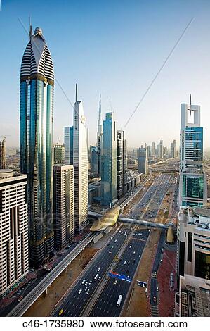 Sheik Zayed Avenue, Satwa district, Dubai City, Dubai, United Arab Emirates, Middle East. View Large Photo Image Stock Image - Sheik Zayed Avenue, Satwa district, Dubai City, Dubai, United Arab Emirates, Middle East.. Fotosearch