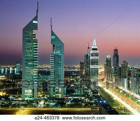 Sheik Zayed Avenue, Satwa district, Dubai City. UAE (United Arab Emirates) View Large Photo Image Stock Photo - Sheik Zayed Avenue, Satwa district, Dubai City. UAE (United Arab Emirates). Fotosearch