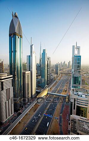 Sheik Zayed Avenue, Satwa district, Dubai City, Dubai, United Arab Emirates, Middle East. View Large Photo Image Stock Photo - Sheik Zayed Avenue, Satwa district, Dubai City, Dubai, United Arab Emirates, Middle East.. Fotosearch