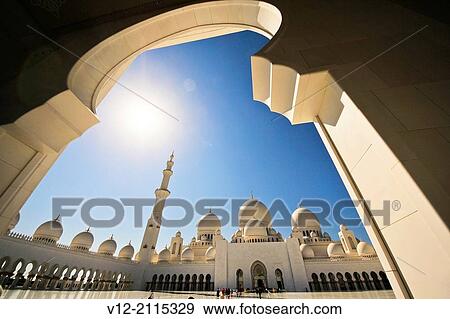 Sheik Zayed Grand Mosque, Abu Dhabi, UAE. View Large Photo Image Stock Photo - Sheik Zayed Grand Mosque, Abu Dhabi, UAE.. Fotosearch