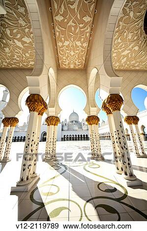 Sheik Zayed Mosque, Grand Mosque, Abu Dhabi, UAE. View Large Photo Image Stock Photo - Sheik Zayed Mosque, Grand Mosque, Abu Dhabi, UAE.. Fotosearch