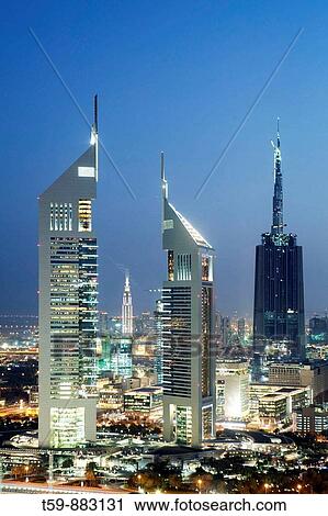 Sheikh Zayed Road at dusk, Dubai, United Arabian Emirates View Large Photo Image Stock Image - Sheikh Zayed Road at dusk, Dubai, United Arabian Emirates. Fotosearch