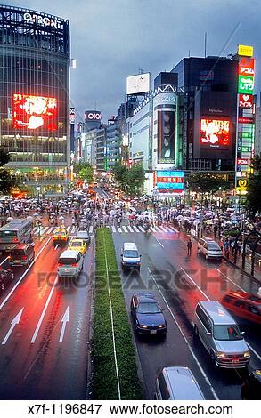 Stock Photo - Shibuya Scramble Kousaten crossing in Hachiko square Tokyo city, Japan, Asia. Fotosearch