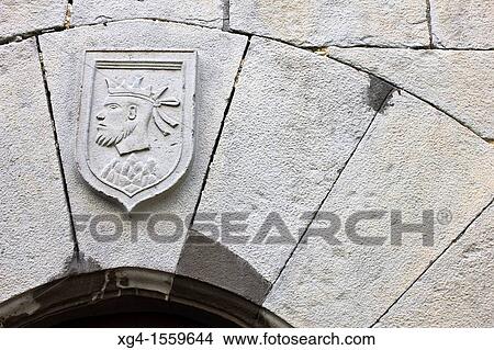 Shield with the severed head of King Abderraman - Isaba - Roncal Valley - Pyrenees - Navarre Pyrenees - Navarra - Spain - Europe View Large Photo Image Picture - Shield with the severed head of King Abderraman - Isaba - Roncal Valley - Pyrenees - Navarre Pyrenees - Navarra - Spain - Europe. Fotosearch