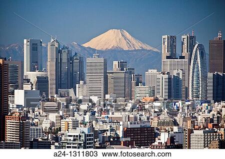 Shinjuku district and Mount Fuji, Tokyo, Japan View Large Photo Image Stock Image - Shinjuku district and Mount Fuji, Tokyo, Japan. Fotosearch