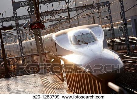 Shinkansen high speed train, Railway station, Kyoto, Japan View Large Photo Image Stock Photo - Shinkansen high speed train, Railway station, Kyoto, Japan. Fotosearch