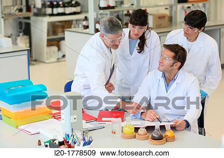 Stock Photo - Shinthesis Lab, Research Laboratory, R&D+i, Design and synthesis of new chemical entities with therapeutic applications in oncology, Ikerchem, Donostia, San Sebastian, Gipuzkoa, Basque Country, Spain. Fotosearch