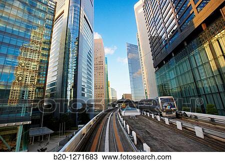 Shiodome, Yurikamome line, Monorail train, Tokyo, Japan. View Large Photo Image Stock Image - Shiodome, Yurikamome line, Monorail train, Tokyo, Japan.. Fotosearch