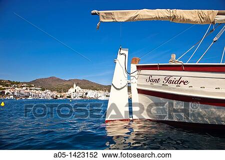 Stock Image - Ship Sant Isidre, Cap de Creus, Cadaques, Alt Emporda, Costa Brava, Girona province, Catalonia, Spain.. Fotosearch