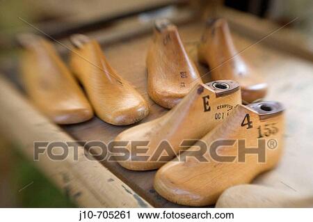Stock Image - Shoe forms, antique fair, Brimfield, MA. Fotosearch