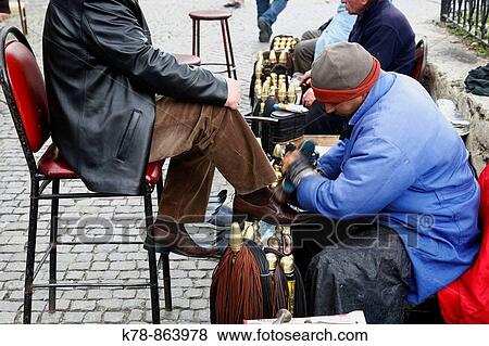 Shoe shiner, Istanbul, Turkey View Large Photo Image Stock Photo - Shoe shiner, Istanbul, Turkey. Fotosearch