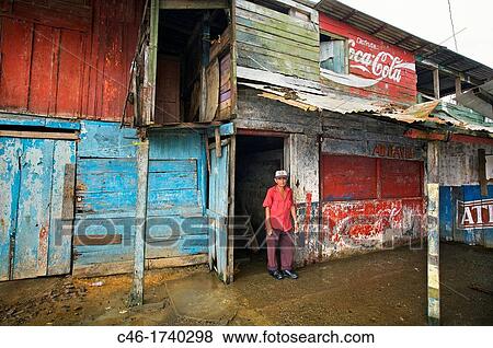 Stock Photo - Shop, Almirante town, Bocas del Toro province, Caribbean sea, Panama.. Fotosearch