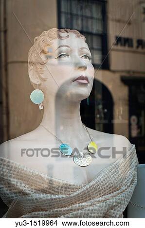 Shop dummy in jewelry store window, Hastings, East Sussex, England, UK View Large Photo Image Picture - Shop dummy in jewelry store window, Hastings, East Sussex, England, UK. Fotosearch