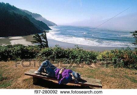 Stock Image - Shoreline and ocean. Southern Oregon Coast, USA. Fotosearch