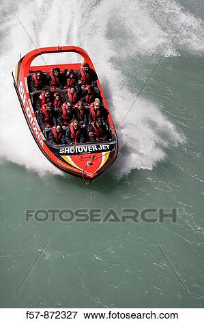 Stock Photo - Shotover Jet, Queenstown, South Island, New Zealand. Fotosearch
