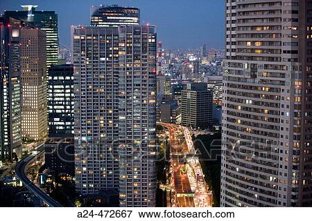 Shuto expressway, Simbashi district, Tokyo. Japan View Large Photo Image Stock Photo - Shuto expressway, Simbashi district, Tokyo. Japan. Fotosearch