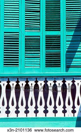Shutter and detail of aqua colored house in Belize. View Large Photo Image Stock Photograph - Shutter and detail of aqua colored house in Belize.. Fotosearch