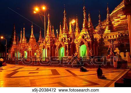 Shwedagon pagoda in dusk, yangon, myanmar, asia. View Large Photo Image Stock Image - Shwedagon pagoda in dusk, yangon, myanmar, asia.. Fotosearch