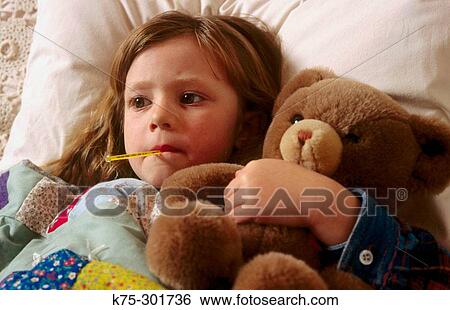 sick in bed with her teddy bear View Large Photo Image Stock Photograph - sick in bed with her teddy bear. Fotosearch