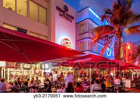 Sidewalk Cafes, Ocean Drive, South Beach, Miami, Florida, USA. View Large Photo Image Stock Image - Sidewalk Cafes, Ocean Drive, South Beach, Miami, Florida, USA.. Fotosearch