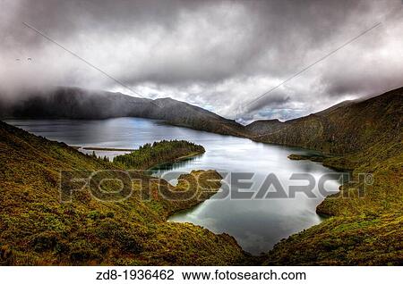 sight of the volcanic lake named lagoa do fogo View Large Photo Image Stock Image - sight of the volcanic lake named lagoa do fogo. Fotosearch