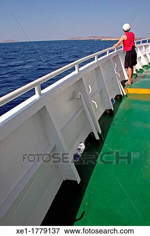 Stock Photo - sightseeing cruise, Mykonos, Greece. Fotosearch